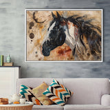 Native American Horse Painting, Framed Canvas Print Wall Art Decor, Floating Frame Painting Canvas