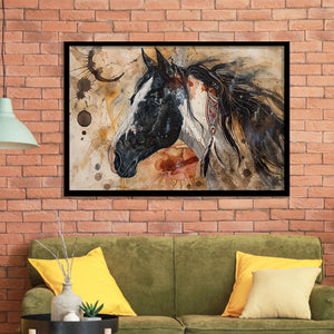 Native American Horse Painting, Framed Art Print Wall Decor, Picture Framed Painting Art