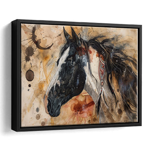 Native American Horse Painting, Framed Canvas Print Wall Art Decor, Floating Frame Painting Canvas