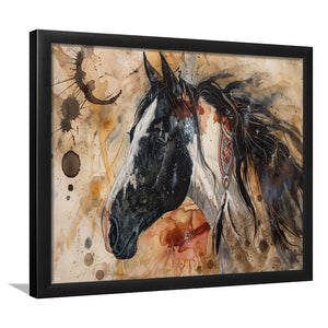 Native American Horse Painting, Framed Art Print Wall Decor, Picture Framed Painting Art