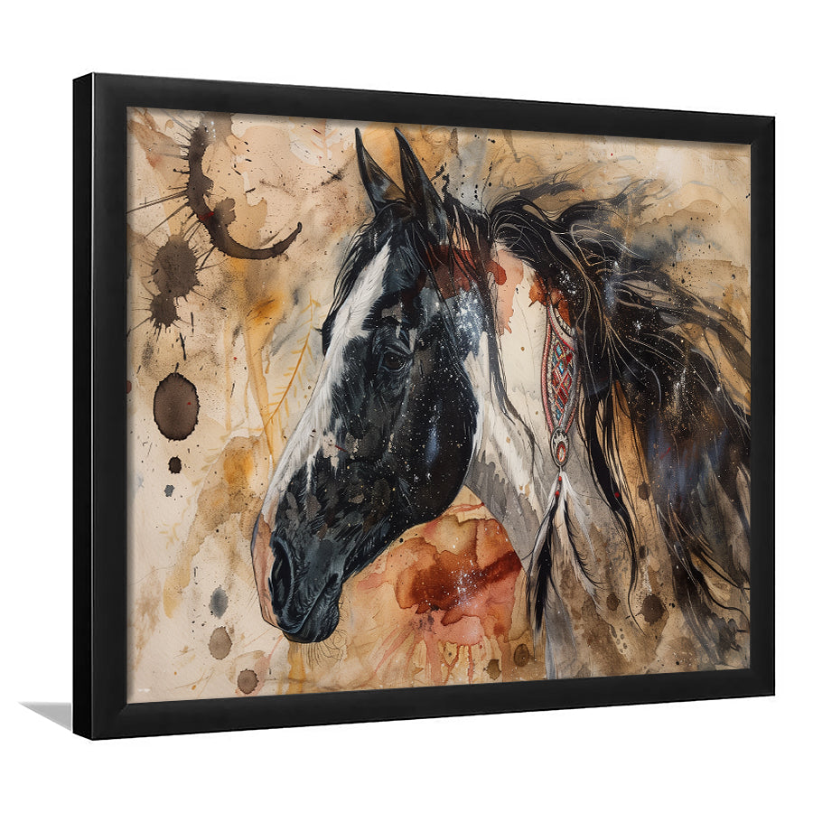 Native American Horse Painting, Framed Art Print Wall Decor, Picture Framed Painting Art