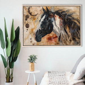 Native American Horse Painting, Framed Canvas Print Wall Art Decor, Floating Frame Painting Canvas