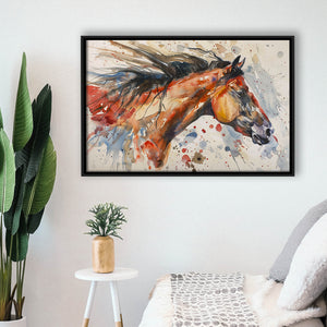 Native American Horse Portrait Painting, Framed Canvas Print Wall Art Decor, Floating Frame Painting Canvas