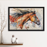 Native American Horse Portrait Painting, Framed Canvas Print Wall Art Decor, Floating Frame Painting Canvas