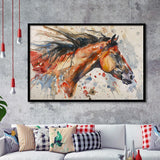 Native American Horse Portrait Painting, Framed Art Print Wall Decor, Picture Framed Painting Art