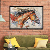 Native American Horse Portrait Painting, Framed Art Print Wall Decor, Picture Framed Painting Art