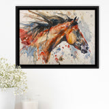 Native American Horse Portrait Painting, Framed Canvas Print Wall Art Decor, Floating Frame Painting Canvas