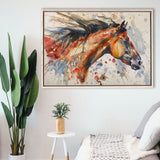 Native American Horse Portrait Painting, Framed Canvas Print Wall Art Decor, Floating Frame Painting Canvas