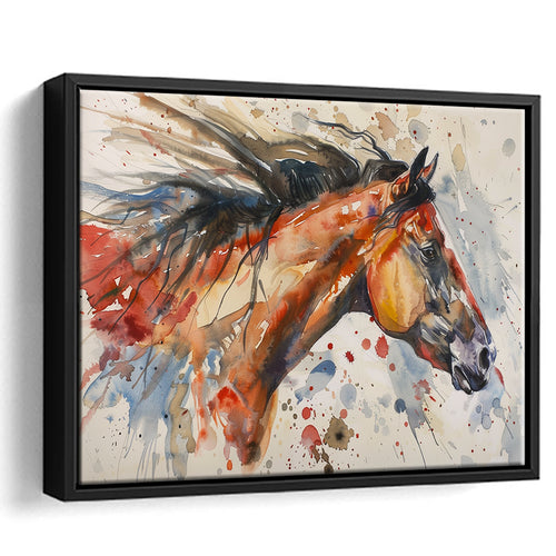 Native American Horse Portrait Painting, Framed Canvas Print Wall Art Decor, Floating Frame Painting Canvas