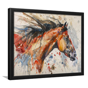 Native American Horse Portrait Painting, Framed Art Print Wall Decor, Picture Framed Painting Art