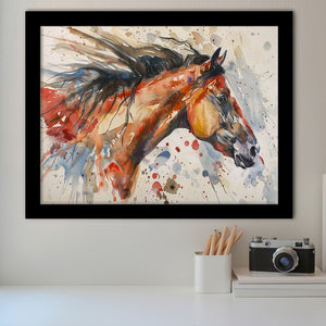 Native American Horse Portrait Painting, Framed Art Print Wall Decor, Picture Framed Painting Art