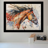 Native American Horse Portrait Painting, Framed Art Print Wall Decor, Picture Framed Painting Art