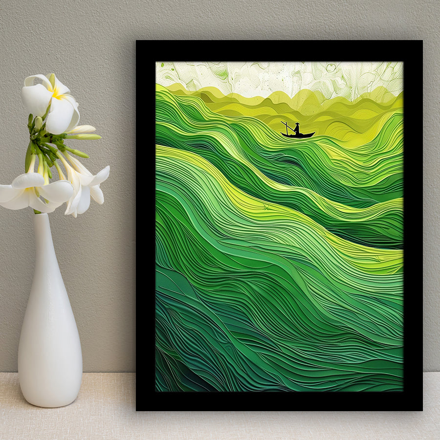 Nautical Green Ocean Art, Emerald Sea Abstract Waves Print,Tranquil Waters Wall Decor, Framed Art Print, Fine Art Wall Decor