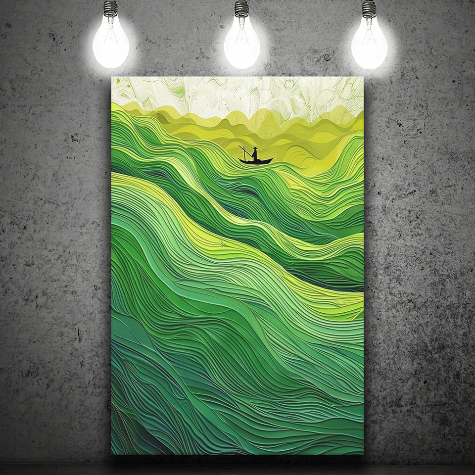 Nautical Green Ocean Art, Emerald Sea Abstract Waves Print,Tranquil Waters Wall Decor, Canvas Print Wall Art, Wall Decor