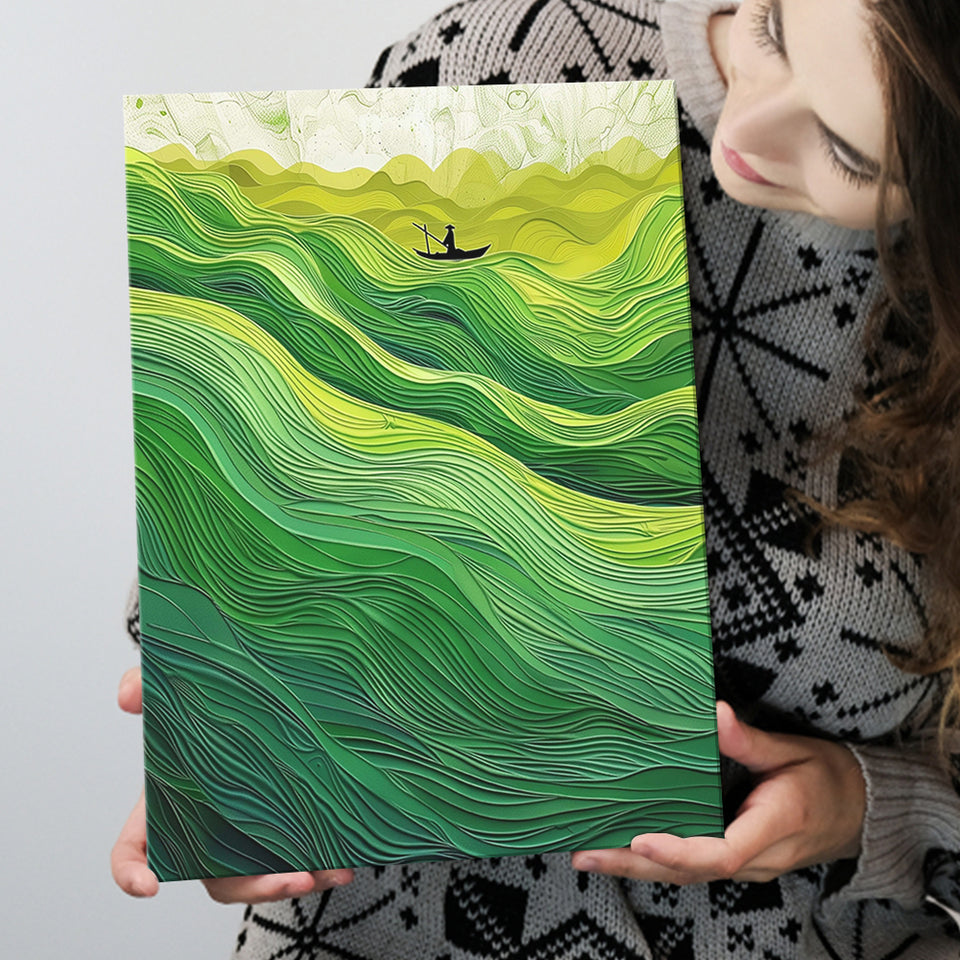Nautical Green Ocean Art, Emerald Sea Abstract Waves Print,Tranquil Waters Wall Decor, Canvas Print Wall Art, Wall Decor
