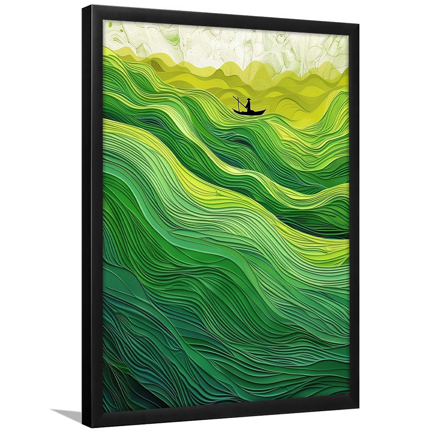 Nautical Green Ocean Art, Emerald Sea Abstract Waves Print,Tranquil Waters Wall Decor, Framed Art Print, Fine Art Wall Decor