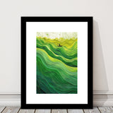 Nautical Green Ocean Art, Emerald Sea Abstract Waves Print,Tranquil Waters Wall Decor, Framed Art Print White Border