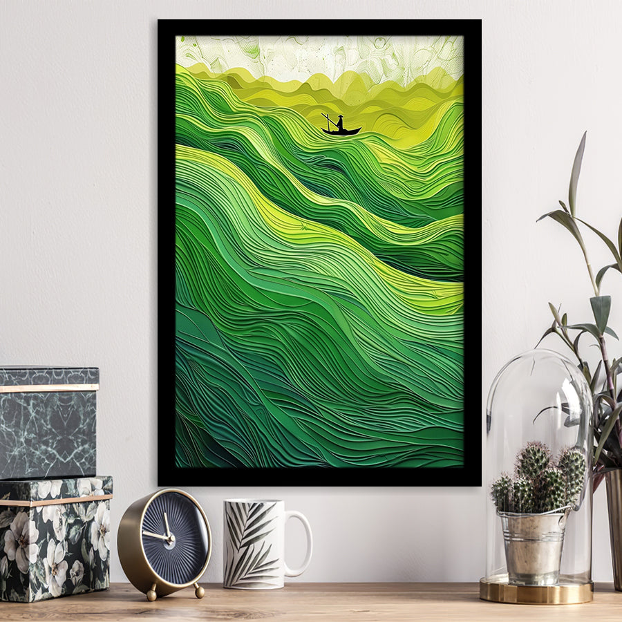 Nautical Green Ocean Art, Emerald Sea Abstract Waves Print,Tranquil Waters Wall Decor, Framed Art Print, Fine Art Wall Decor