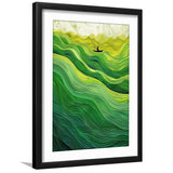 Nautical Green Ocean Art, Emerald Sea Abstract Waves Print,Tranquil Waters Wall Decor, Framed Art Print White Border
