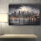 New York Skyline Acrylic Painting Black And White V1, Canvas Painting, Canvas Prints Wall Art Decor