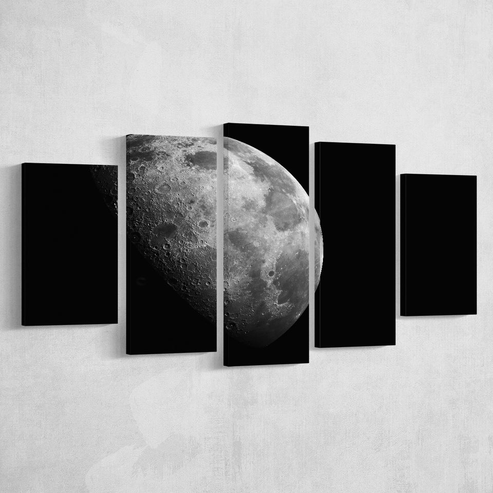 Large Moon Canvas Art, Black and White Moon Photo Multi Panels,Canvas Prints Wall Art Home Decor