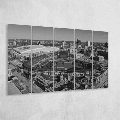 Comerica Park Aerial View Black and White, Stadium Canvas, Multi Panels B, Canvas Prints Wall Art Decor