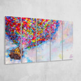 Pixar Dream house fly with balloons Painting 5 Piece Canvas Prints Wall Art - Painting Prints, Wall Decor,Multi Panels