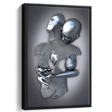 3D Effect Art Eternal Love Iron Mesh Framed Canvas Prints Wall Art - Painting Canvas,Floating Frame, Home Wall Decor