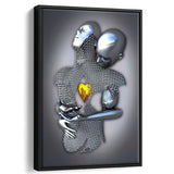 3D Effect Art Art Love Gold Heart Iron Mesh Abstract Art Framed Canvas Prints Wall Art - Painting Canvas,Floating Frame,Wall Decor