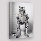 Tiger Canvas Prints Wall Art, Funny Bathroom Decor, Tiger In Toilet
