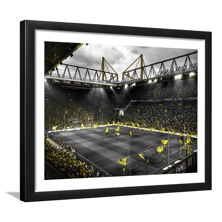 B&W Bvb Borussia Dortmund Signal Iduna Park Stadium Framed Art Print Wall Decor - Painting Art, Framed Picture, Home Decor