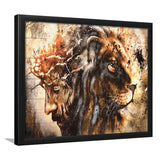 Jesus And Lion Framed Art Print Wall Decor - Painting Art, Framed Picture, Home Decor