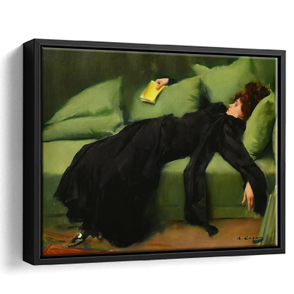 Ramon Casas, Decadent Young Woman After The Dance 1899 Framed Canvas Prints Wall Art, Floating Frame, Large Canvas Home Decor