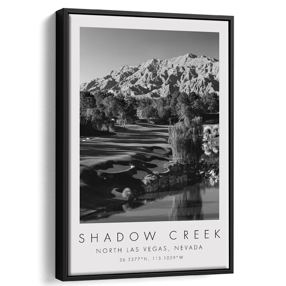 Shadow Creek Golf Club Hole 18, North Las Vegas, Nevada, Golf Art Print, Floating Frame, Framed Canvas Print Wall Art