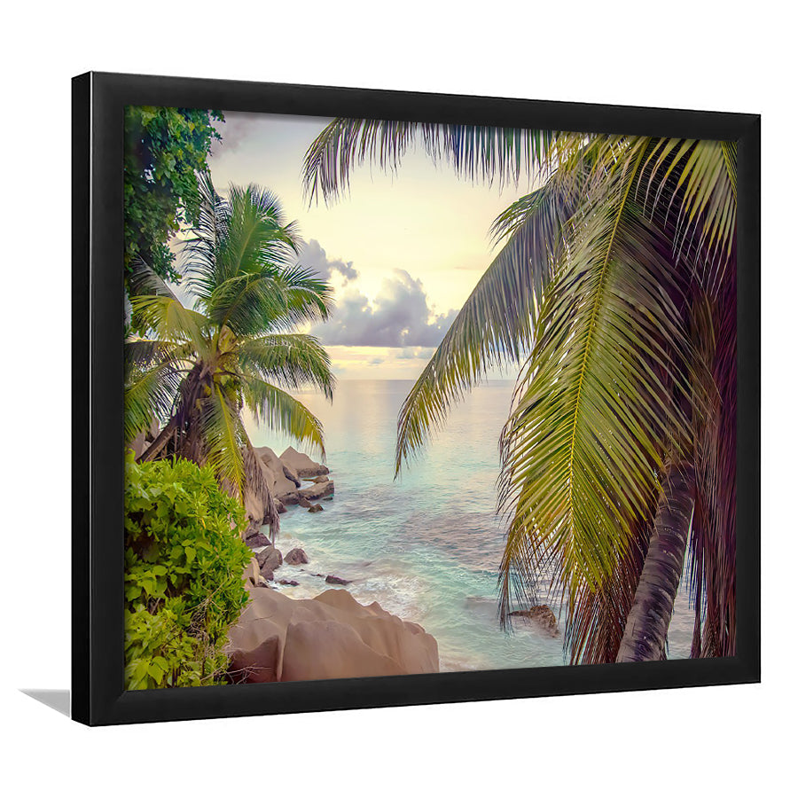 Tropical, Palm Trees Print Tropical Decor Framed Art Prints Wall Art Decor,Black Frame, Ready to hang