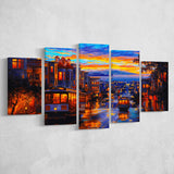 San Francisco Downtown 5 Pieces Canvas Prints Wall Art Decor - Painting Canvas, Mixed Canvas, Multi Panels