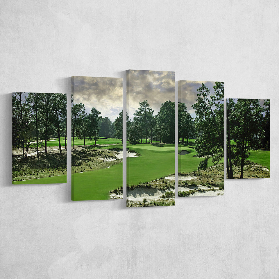 Pinehurst Course Number 2 Golf Courses, Golf Art Print, 5 Panels Canvas Prints Wall Art Decor