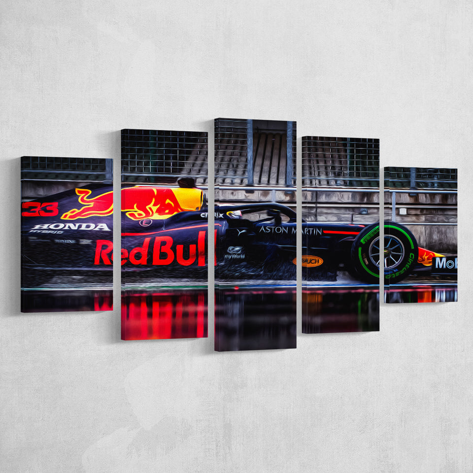 Verstappen F1 Painting F1 Formula 5 Pieces Canvas Prints Wall Art - Painting Canvas, Multi Panels, Wall Decor