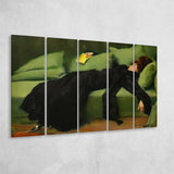 Ramon Casas, Decadent Young Woman After The Dance 1899, 5 Panel B Canvas Prints Wall Art, Extra Large Canvas Decor