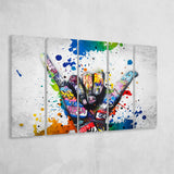Hand Gesture Victory Graffiti Art Canvas 5 Piece B Prints Wall Art Decor - Painting Canvas, Multi Panels, Canvas Prints