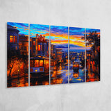 San Francisco Downtown 5 Piece B Canvas Prints Wall Art Decor, Multi Panels,Large Canvas, Home Decor