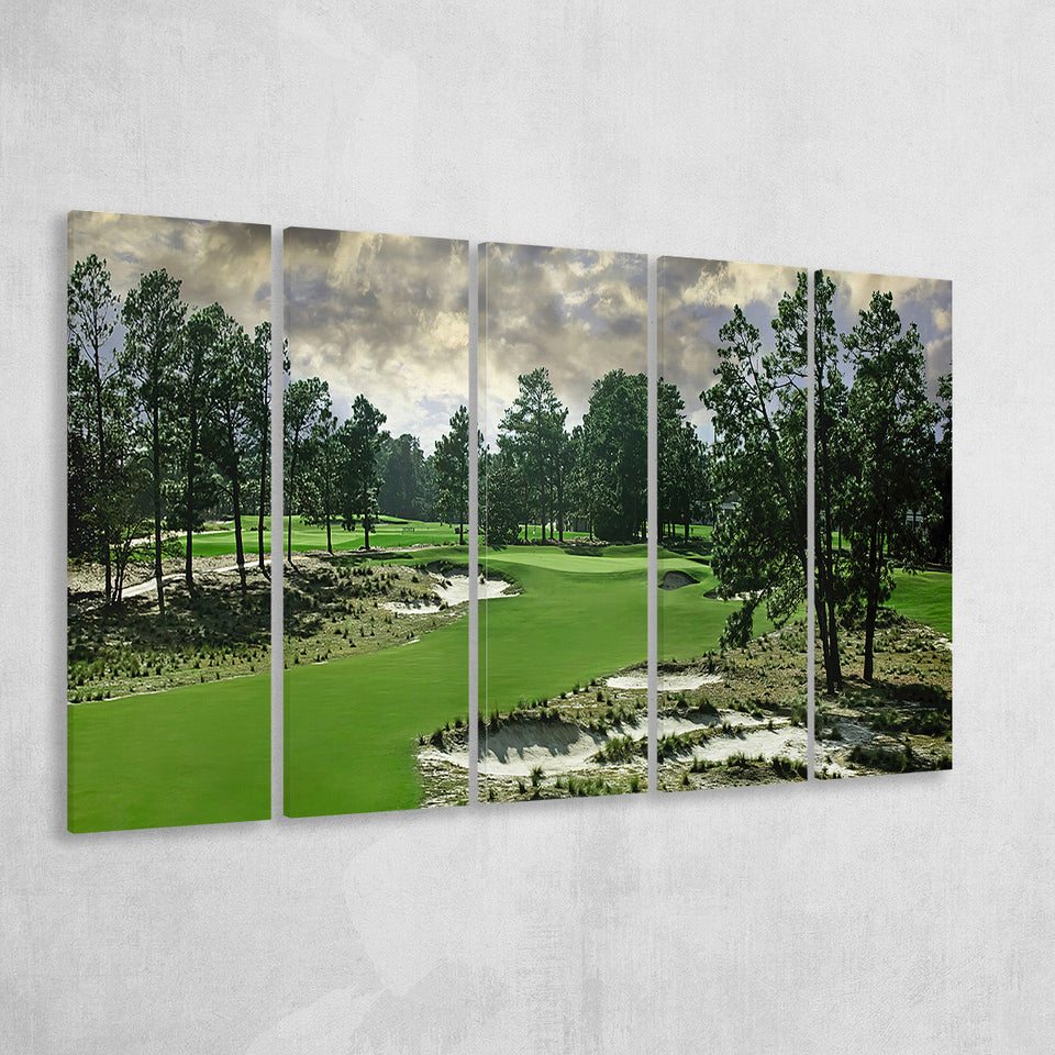 Pinehurst Course Number 2 Golf Courses, 5 Panels Extra Large Canvas Prints Wall Art Decor