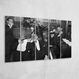 Beer Drinking Bar Black And White Print, End Of Prohibition Larger Canvas Art, 5 Piece Canvas Prints Wall Art Decor