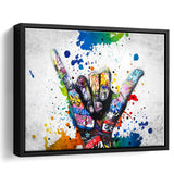 Hand Gesture Victory Graffiti Art Framed Canvas Prints Wall Art Decor - Painting Canvas, Floating Frame, Framed Picture