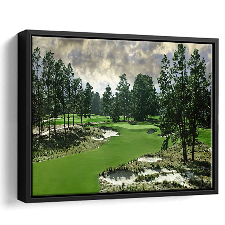 Pinehurst Course Number 2 Golf Courses, Golf Art Print, Framed Canvas Prints Wall Art Decor, Floating Frame