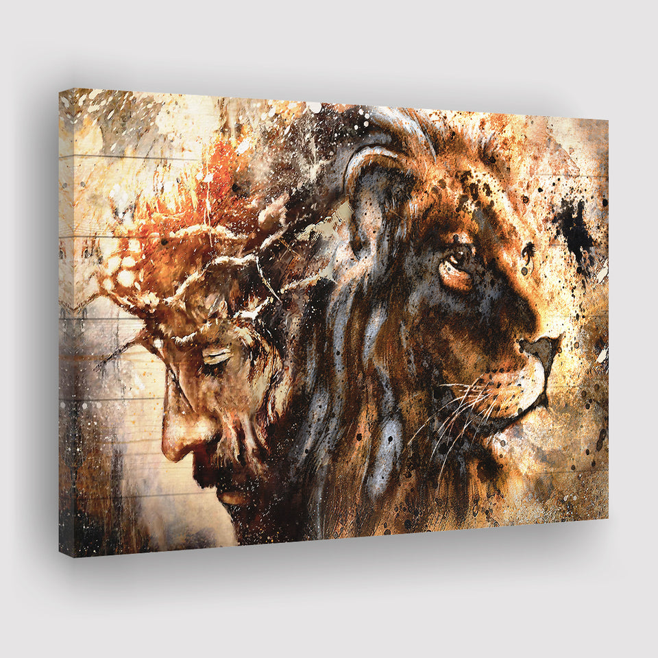 Jesus And Lion Canvas Prints Wall Art - Painting Canvas,Wall Decor,Art Print,Home Decor