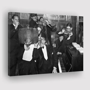 Beer Drinking Bar Black And White Print, End Of Prohibition Canvas Prints Wall Art Home Decor