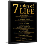 7 Rules Of Life Art Canvas, Motivational Art Framed Art Prints Wall Decor, Framed Picture, Large Picture