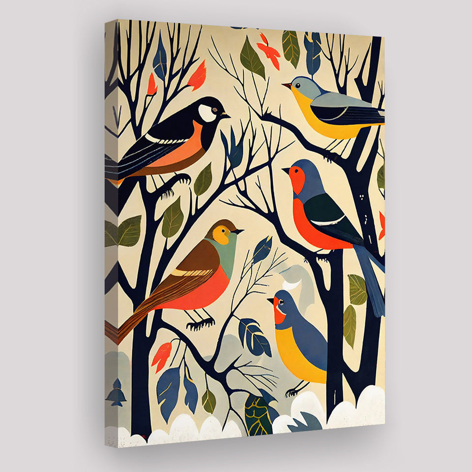 Songbirds Retro Art Print ,City Art Print, Large Canvas, Canvas Print Wall Art Home Decor