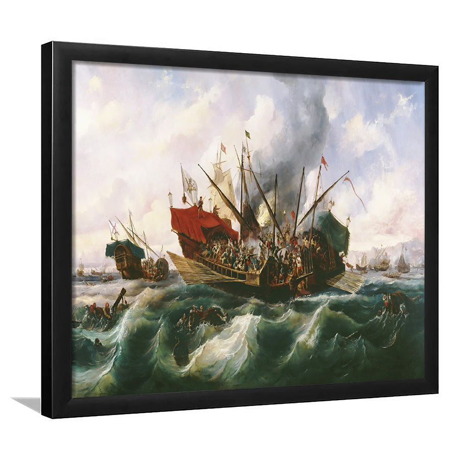 Battle Of Lepanto By Antonio Brugada Vila Framed Art Prints Wall Decor - Painting Art, Framed Picture, Home Decor, For Sale